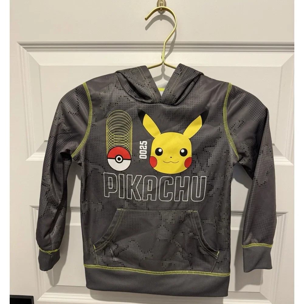 POKEMAN PIKACHU Boys Girls NEW Size 5 6 Hoodie Pullover Jacket Fleece Lined Cute
